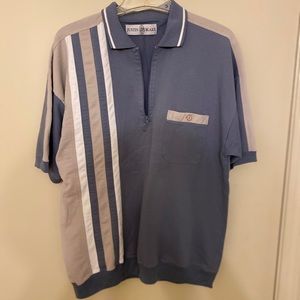 Zipper Collared Shirt with stripes.